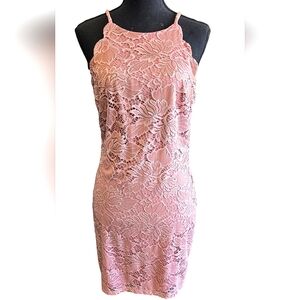A. BYER Elegant Soft Pink Lace Dress Size 11